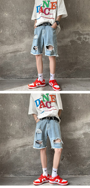 Denim Ripped Jeans Shorts ,  - Streetwear Shorts - Slick Street
