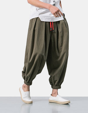 Red String Harem Pants Army Green, XS - Streetwear Pants - Slick Street