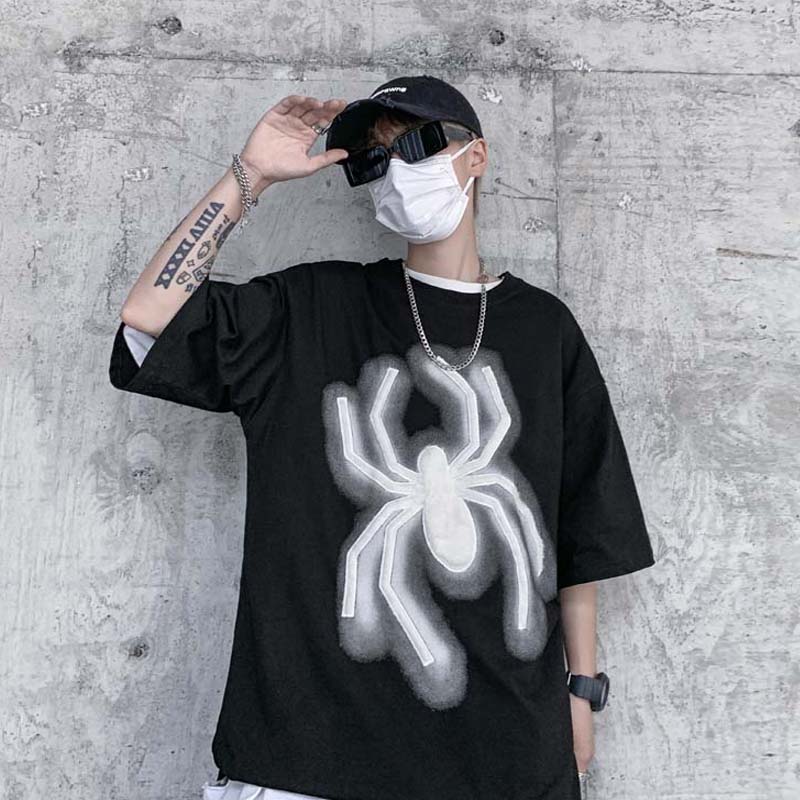 Wolf Spider 3D Crewneck T-Shirt Black, XS - Streetwear T-Shirt - Slick Street