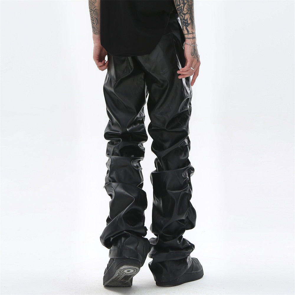 AV1 Black Leather Pants ,  - Streetwear Pants - Slick Street