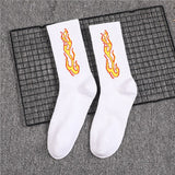 Flame Socks White, One Size - Streetwear Socks - Slick Street
