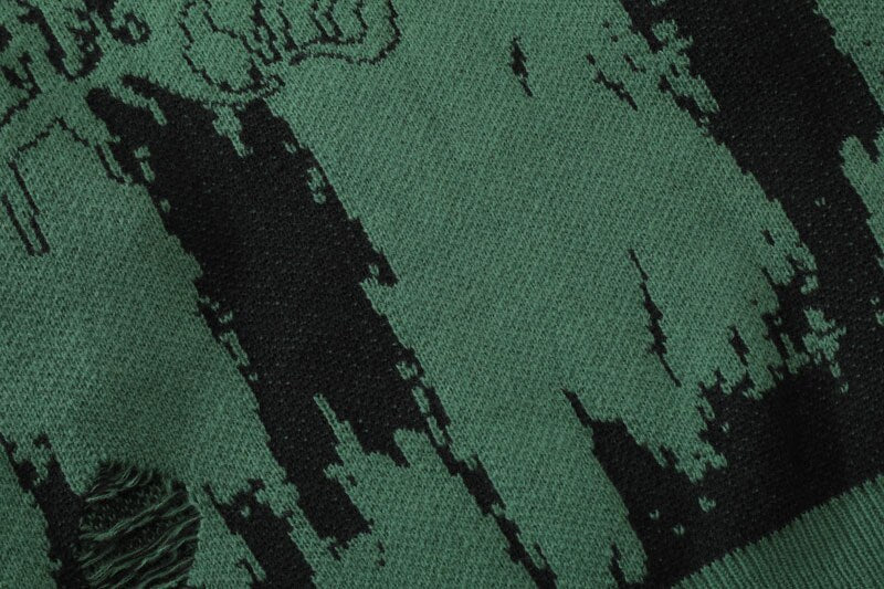 Monochrome Distressed Sweater ,  - Streetwear Sweater - Slick Street