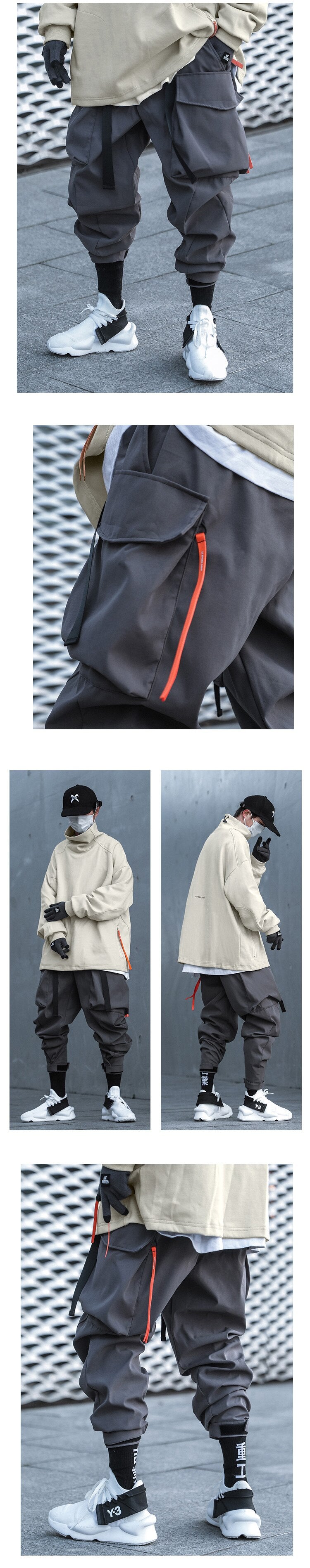 Cyber Mist Cargo Pants - Grey ,  - Streetwear Cargo Pants - Slick Street