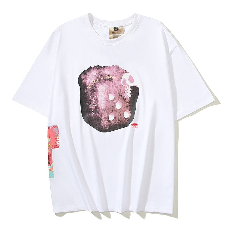 Skull Dice Loose-Fit T-Shirt White, XS - Streetwear T-Shirt - Slick Street