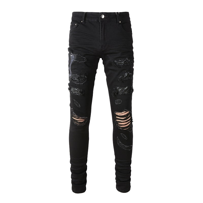 COBRA Snake Denim Jeans Black, 28 - Streetwear Jeans - Slick Street