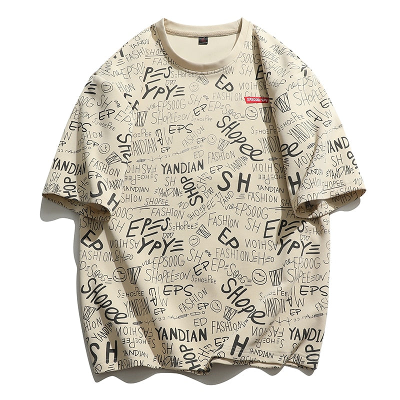 Graffiti Urban Art Style T-Shirts Khaki, XS - Streetwear T-Shirt - Slick Street