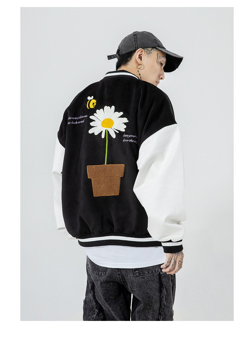 Daisy Blossom Varsity Jacket ,  - Streetwear Jacket - Slick Street