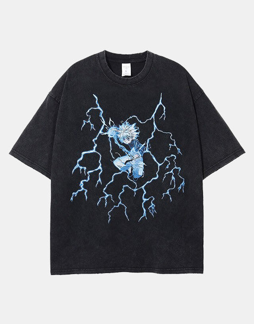 DBZ Blue Lightning Anime T-Shirt Black, XS - Streetwear T-Shirts - Slick Street