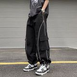 StripeLine- Baggy Black Cargo Pants XS, Black - Streetwear Cargo Pants - Slick Street