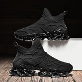 RX28 Slip On Knit Breathable High Top Sock Sneakers Black, 39 - Streetwear Shoes - Slick Street