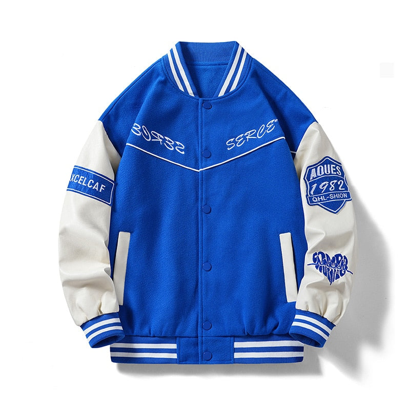 SERCE Varsity Jacket Blue, XS - Streetwear Jacket - Slick Street