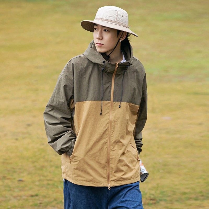 Two Tone Windbreaker Jacket Brown, XS - Streetwear Jacket - Slick Street