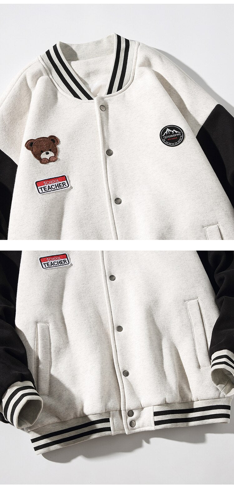 Teddy Bear Stitch Varsity Jacket ,  - Streetwear Jacket - Slick Street