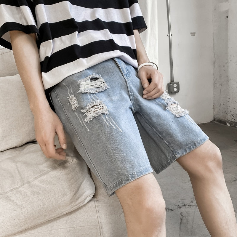 Denim Ripped Shorts ,  - Streetwear Shorts - Slick Street