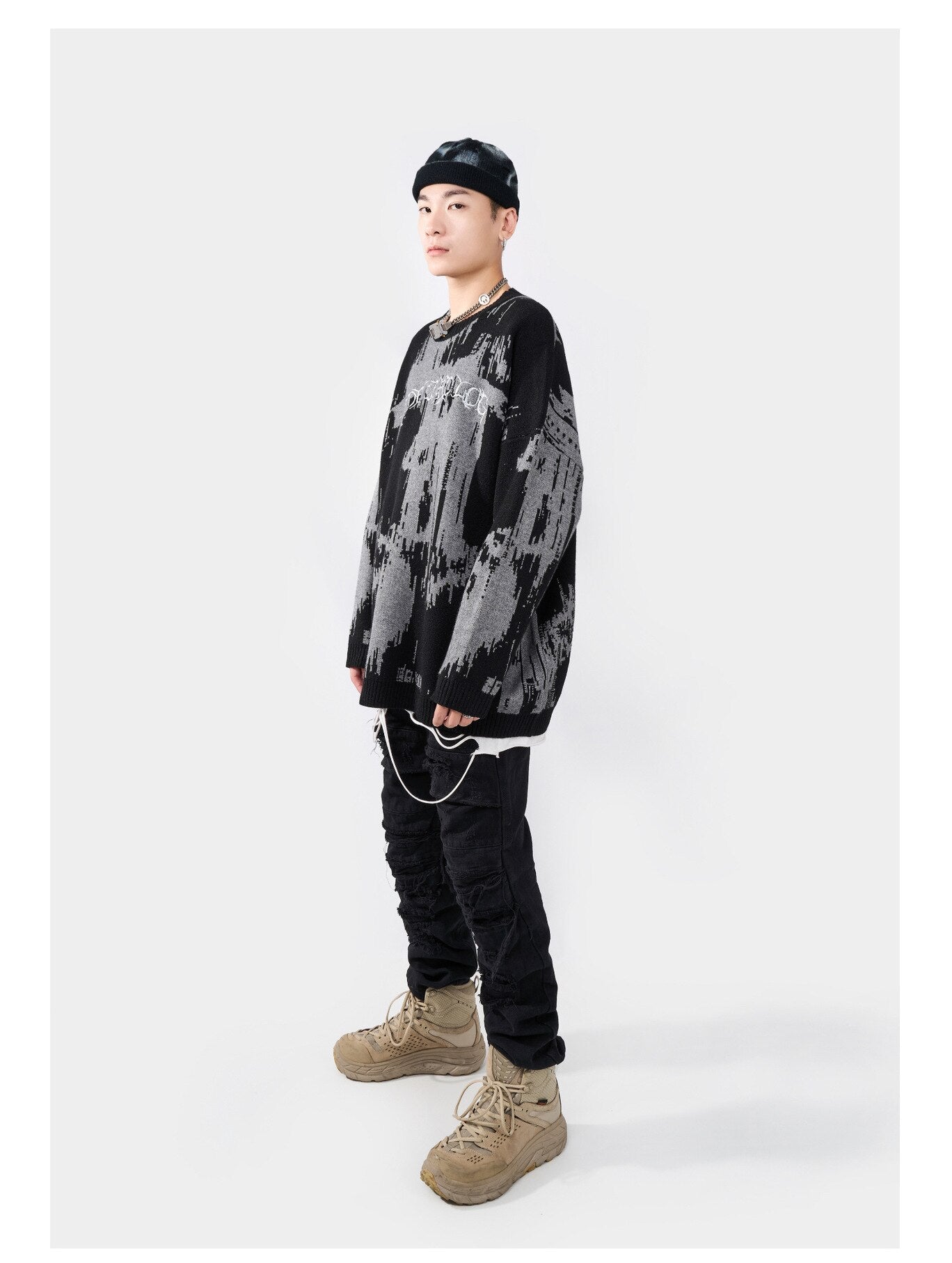 Jacquard Two Tone Sweater ,  - Streetwear Sweater - Slick Street