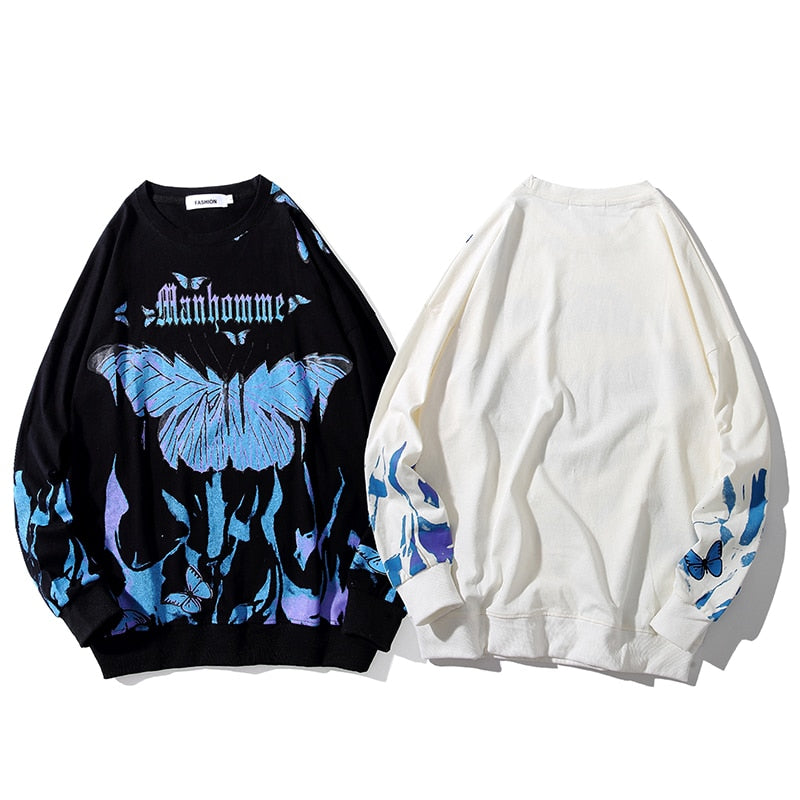 Butterfly Fire Flame Sweatshirt ,  - Streetwear Sweatshirts - Slick Street