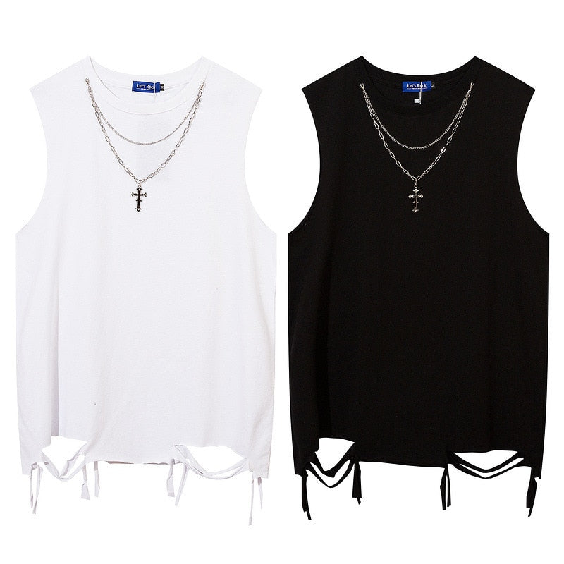 Basic Distressed Tank Top , - Streetwear T-Shirts - Slick Street