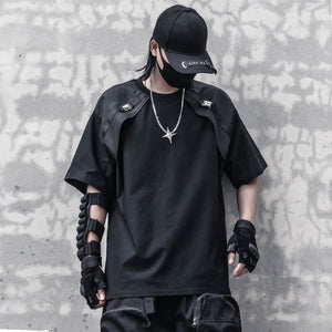 B1 Shoulder Buckle Strap T-Shirt , - Streetwear T-Shirts - Slick Street