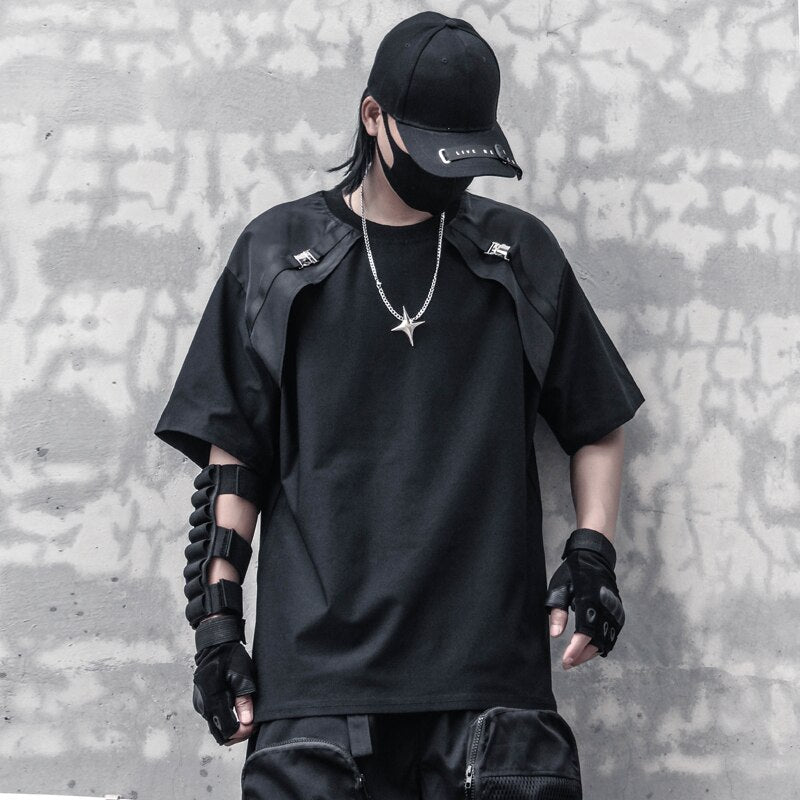 B1 Shoulder Buckle Strap T-Shirt , - Streetwear T-Shirts - Slick Street