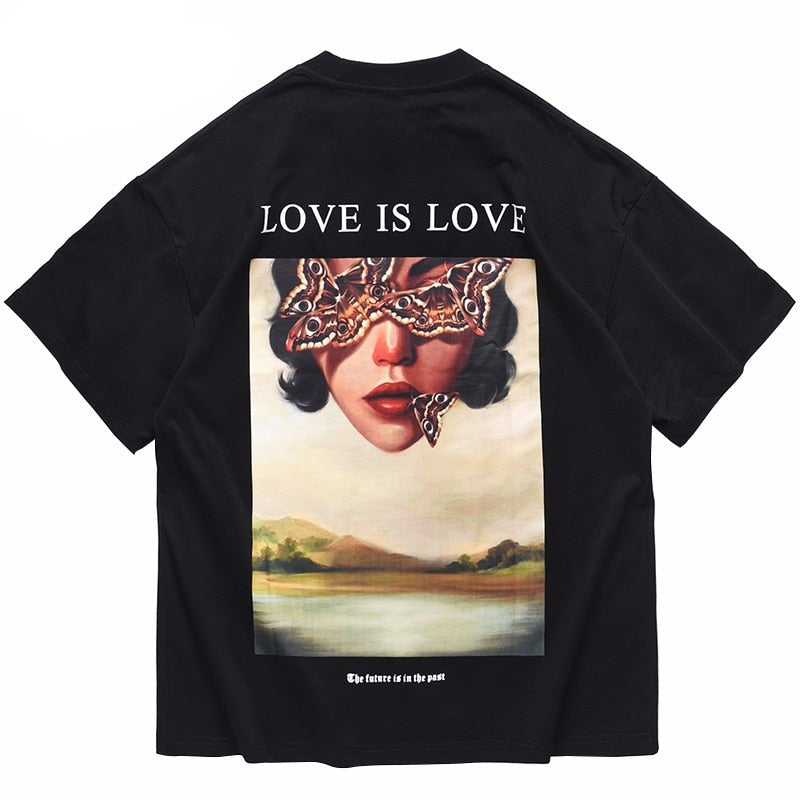 LOVE IS LOVE Butterfly Girl Graphic T-Shirt ,  - Streetwear T-Shirt - Slick Street