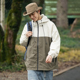 Two Tone Windbreaker Jacket Beige, XS - Streetwear Jacket - Slick Street
