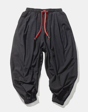 Red String Harem Pants Black, XS - Streetwear Pants - Slick Street