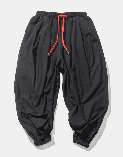 Red String Harem Pants Black, XS - Streetwear Pants - Slick Street