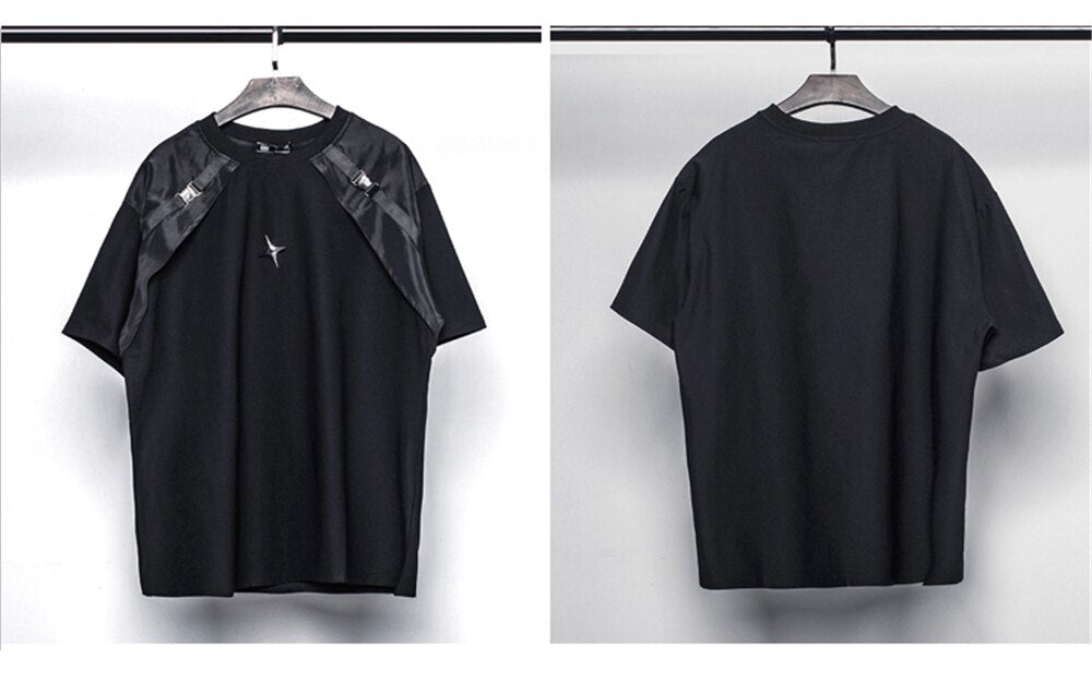 B1 Shoulder Buckle Strap T-Shirt , - Streetwear T-Shirts - Slick Street