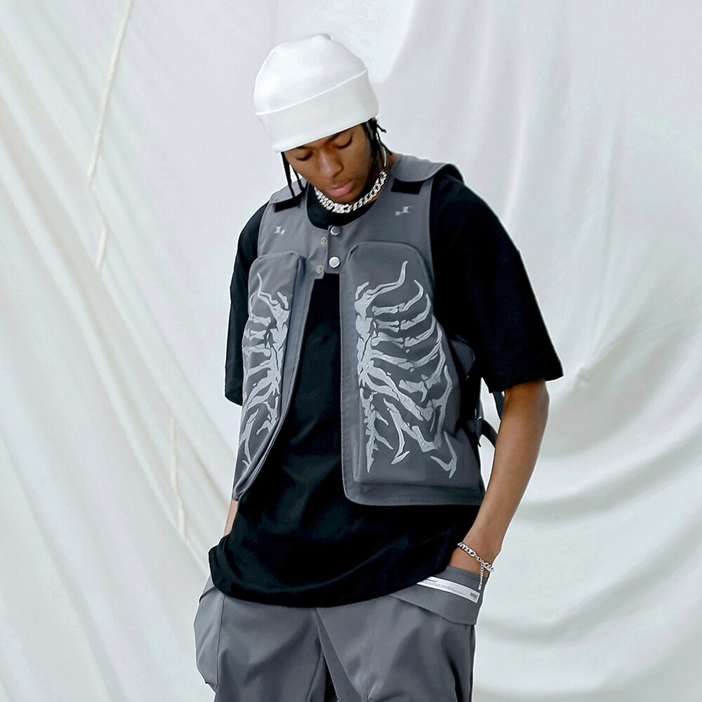 Skeleton Print Vest ,  - Streetwear Vest - Slick Street