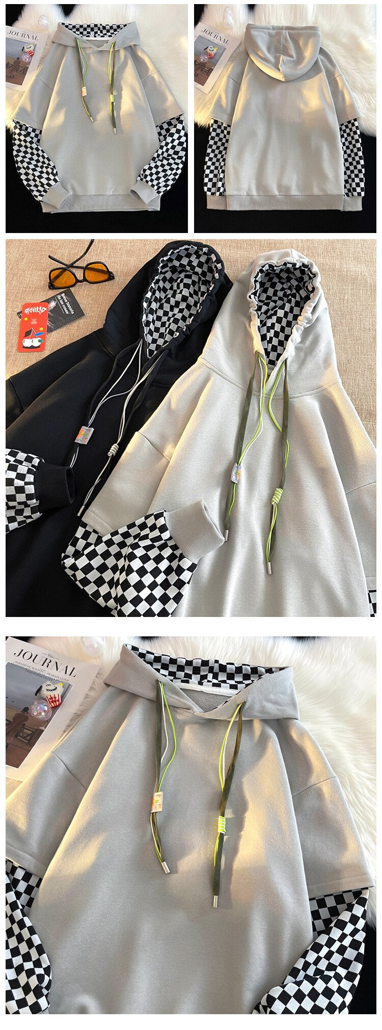 Vichy Checkered Pullover Hoodie ,  - Streetwear Hoodie - Slick Street