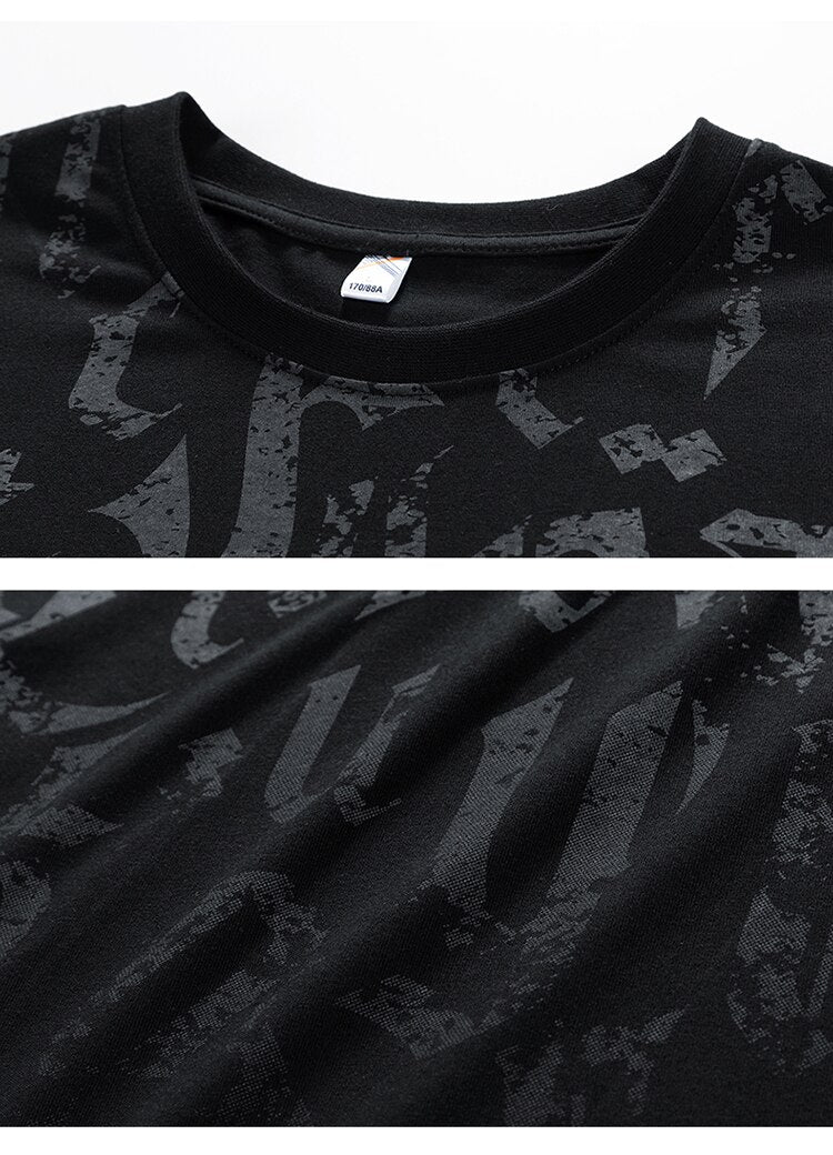 Letter Print Gradient T-Shirt ,  - Streetwear T-Shirt - Slick Street