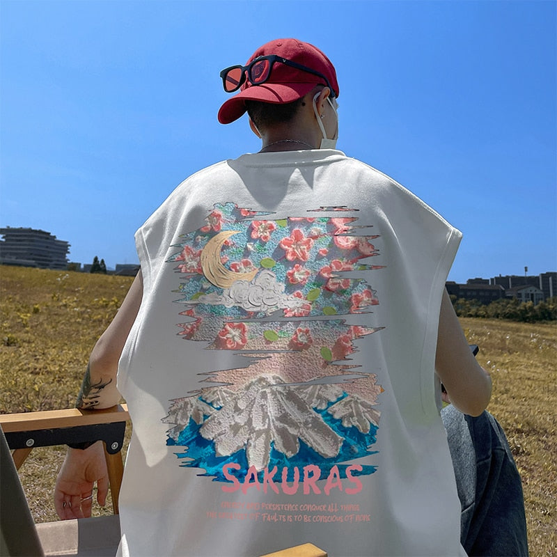 SAKURAS Colorful Scenery Painting T-Shirt White, XS - Streetwear T-Shirt - Slick Street