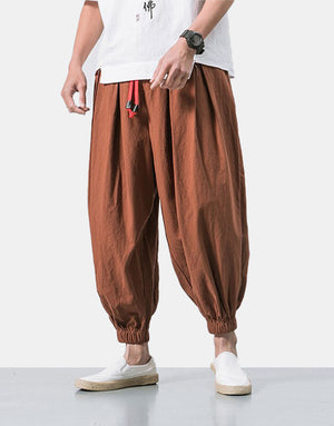 Red String Harem Pants Khaki, XS - Streetwear Pants - Slick Street