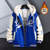 Dorestyle Hooded Varsity Jacket Blue, XS - Streetwear Jacket - Slick Street