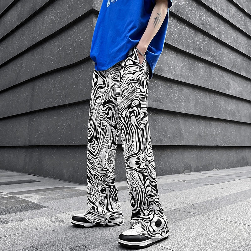 Abstract Waving Vector Art Pants ,  - Streetwear Pants - Slick Street