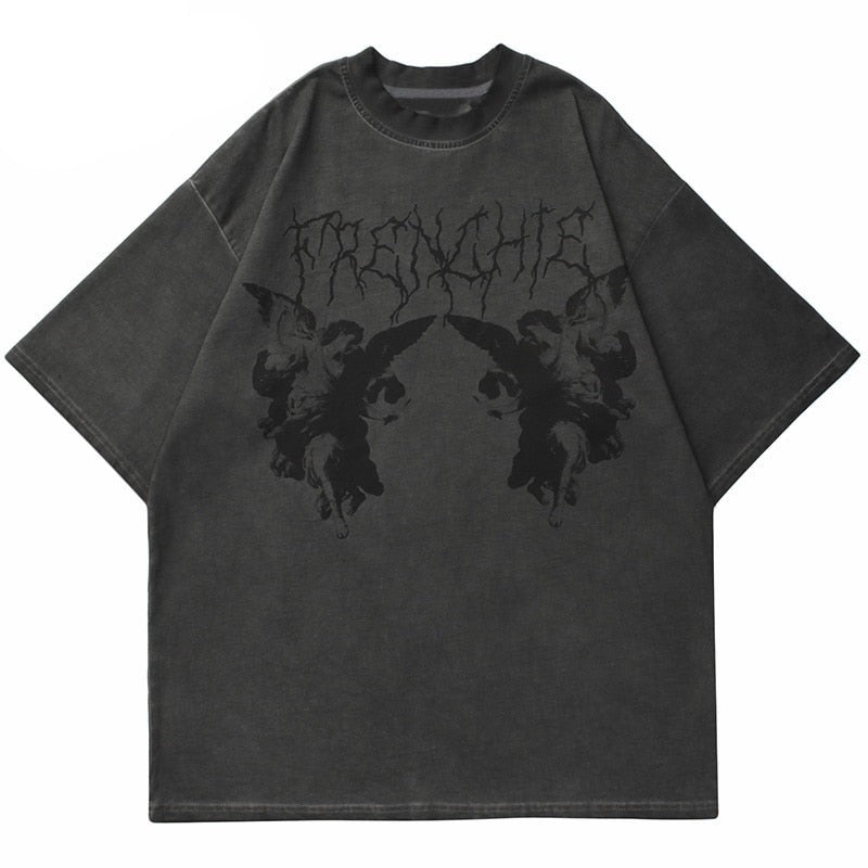 TRENCHIE Suffocation Fairy Angel Loose T-Shirt ,  - Streetwear T-Shirt - Slick Street