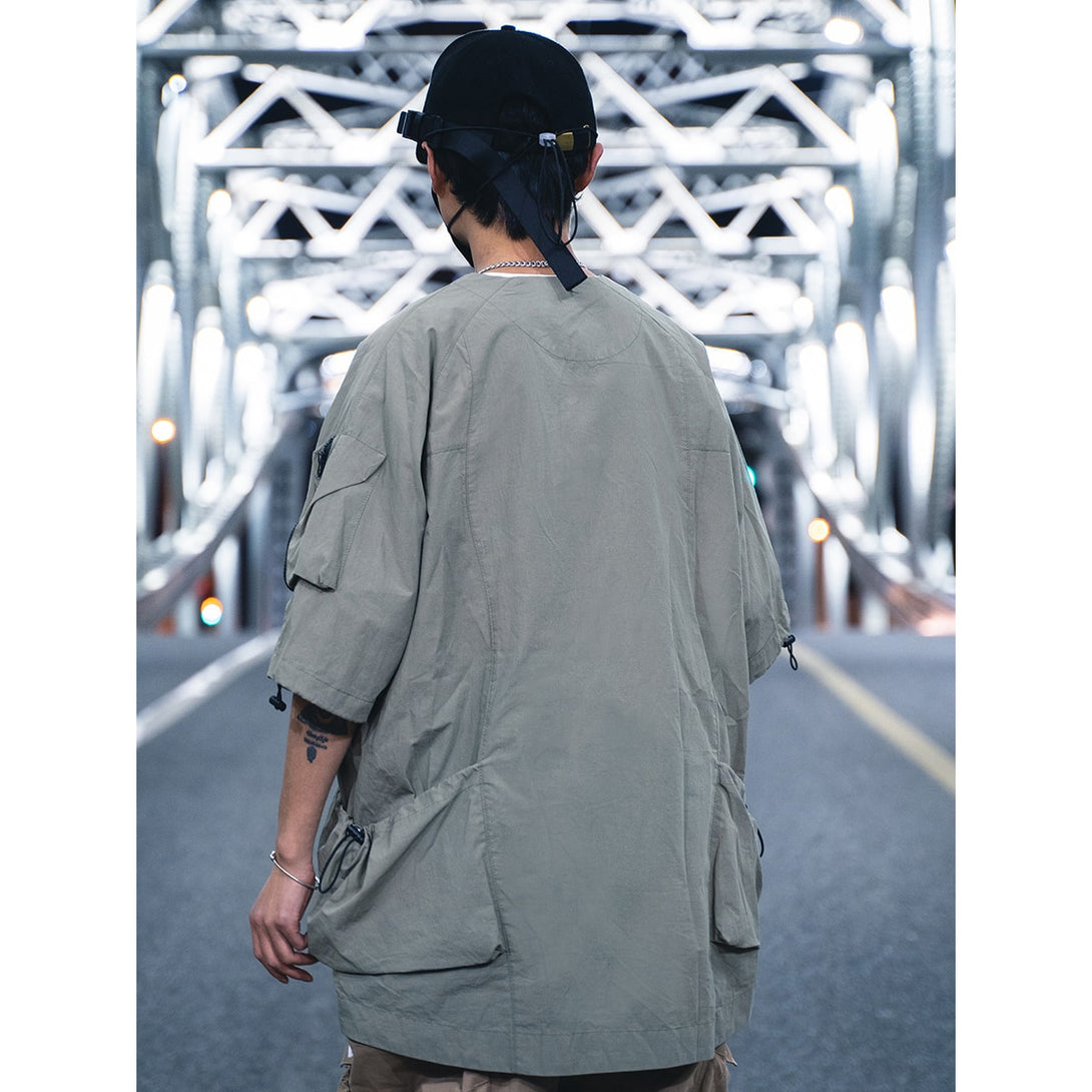 Elastic Waist Pocket Casual T-Shirt ,  - Streetwear T-Shirt - Slick Street