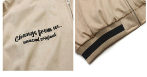 Change From Us Two Shaded Heart Shape Varsity Jacket ,  - Streetwear Jacket - Slick Street