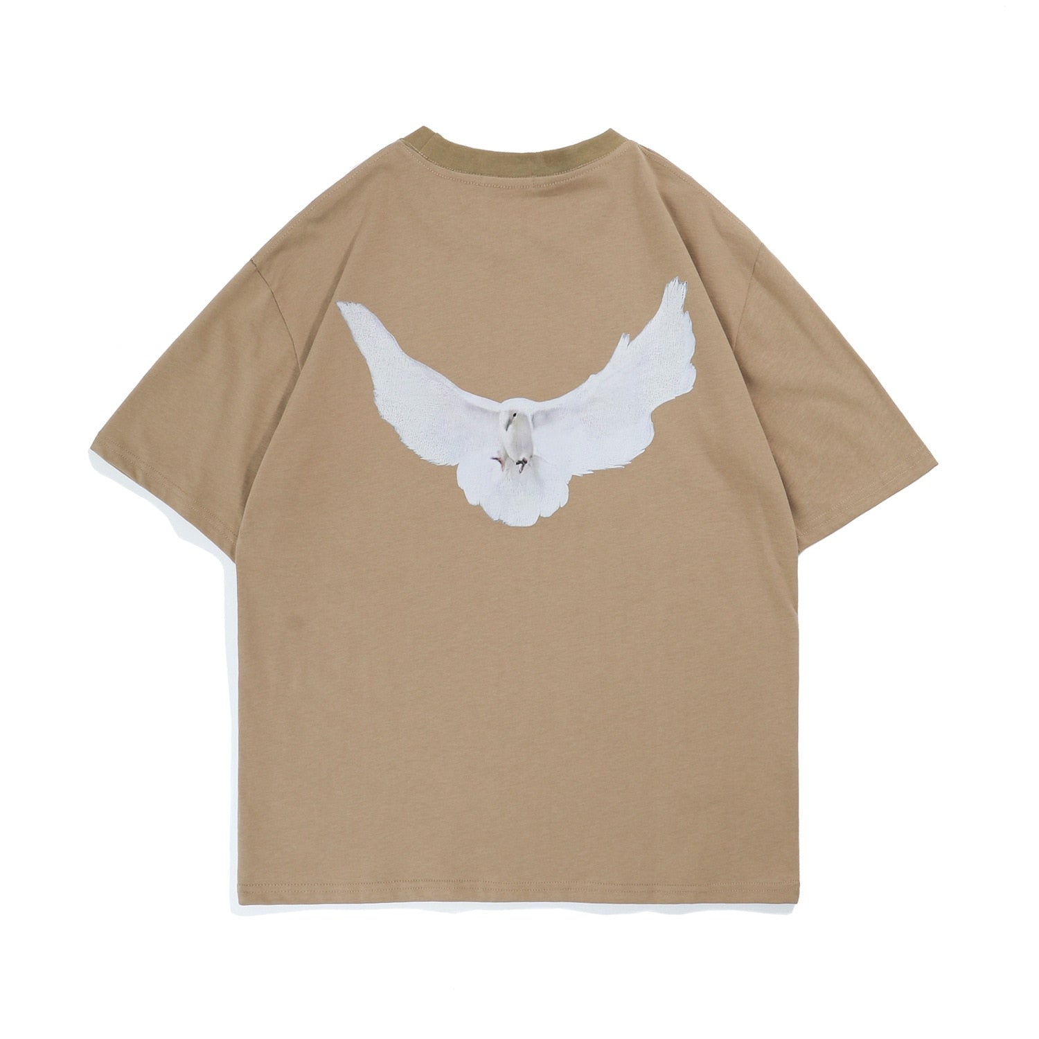 Peace Dove Crewneck T-Shirt Khaki, XS - Streetwear T-Shirt - Slick Street