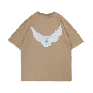 Peace Dove Crewneck T-Shirt Khaki, XS - Streetwear T-Shirt - Slick Street