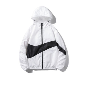 Horizontal Broad Stripe Zipper Hoodie White, XXS - Streetwear Hoodie - Slick Street