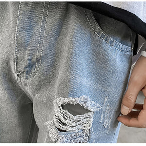 Denim Ripped Shorts ,  - Streetwear Shorts - Slick Street