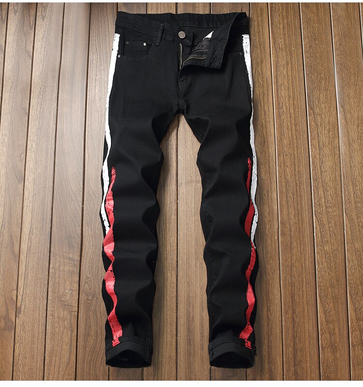 Two Stripes Color Line Jeans ,  - Streetwear Jeans - Slick Street