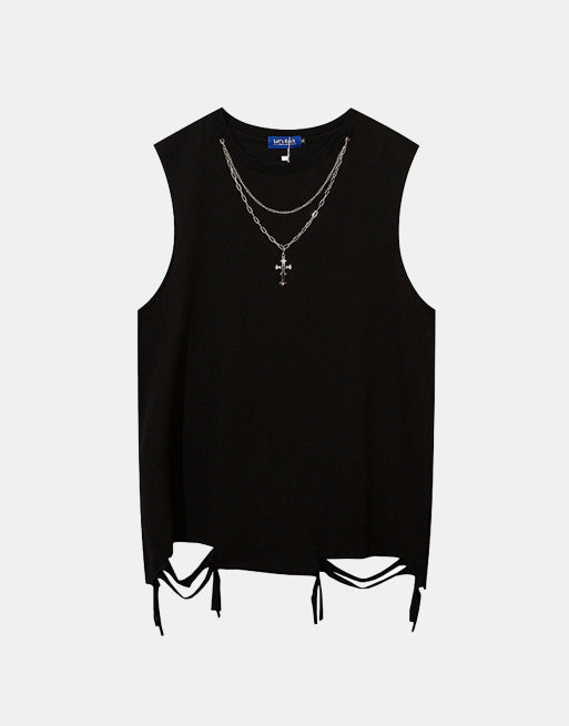 Basic Distressed Tank Top ,  - Streetwear T-Shirt - Slick Street