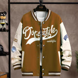Worldflus Varsity Jacket Khaki, XS - Streetwear Jacket - Slick Street
