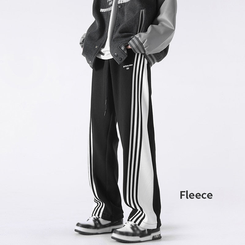 Three Bar Code Side Stripe Track Pants M, Black - Streetwear Pants - Slick Street