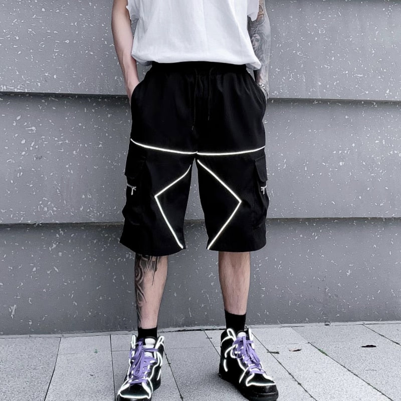 Solid Bermuda White Lining Shorts Black, XS - Streetwear Shorts - Slick Street