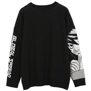 Vintage Japanese Anime Girl Knitted Sweater , - Streetwear Sweatshirts - Slick Street