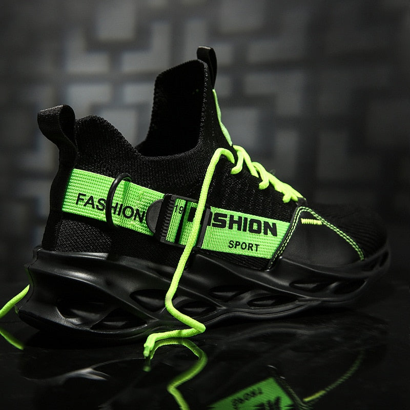 0xFash Sneakers Black Green, 39 - Streetwear Shoes - Slick Street