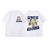 Midnight Canteen Cat Graphic T-Shirt White, XXS - Streetwear T-Shirt - Slick Street